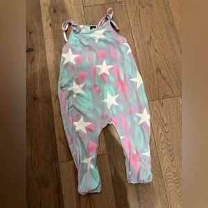 Pixie lane toddler jumpsuit star tie dye blue pink 2/3